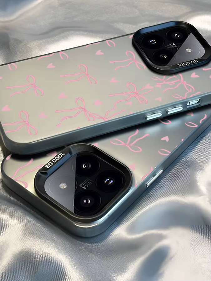 Handyhülle B-Bow mit rosa Herz und silbernen Akzenten für iPhone 17 17Air 16 15 14 13 12 11 Pro Max Plus - Bild 2