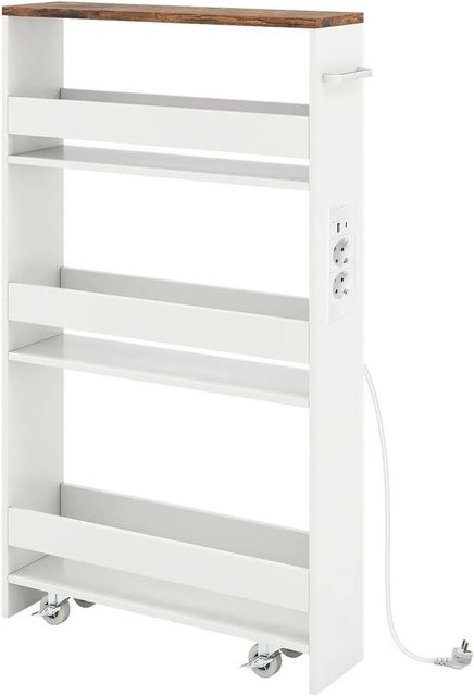Costway Nischenwagen Küchenwagen mit 4 Etagen in Weiß und Braun, Breite: 13 cm, Höhe: 80,5 cm, Tiefe: 47,5 cm - Bild 1