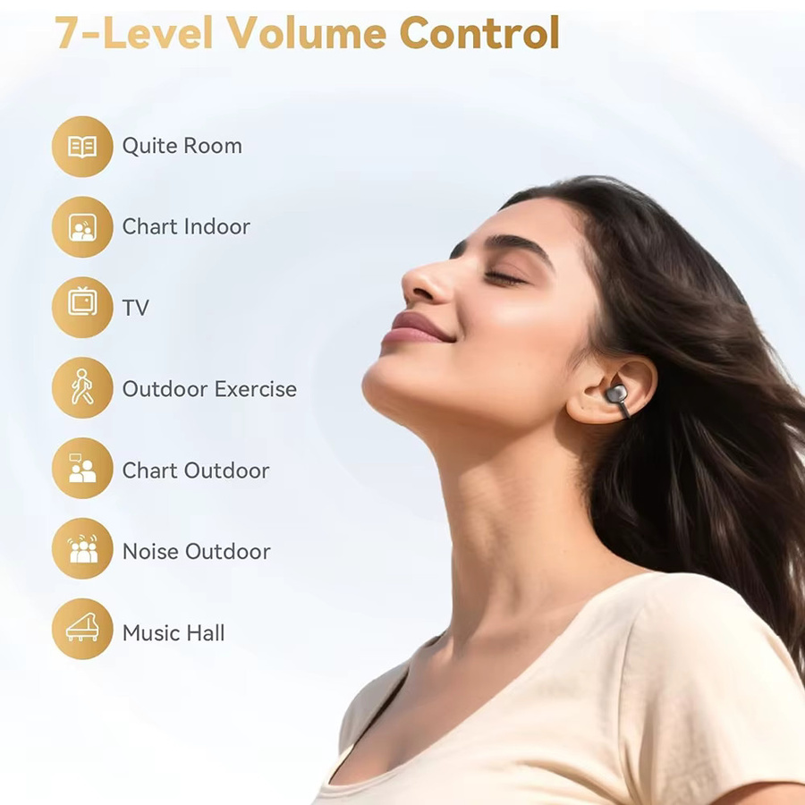 UYUXIO OWS Kabellose Clip-on-Ohrhörer mit Bluetooth 5.4, Offenes Ohr Design für Sport, Schwarz - Bild 3