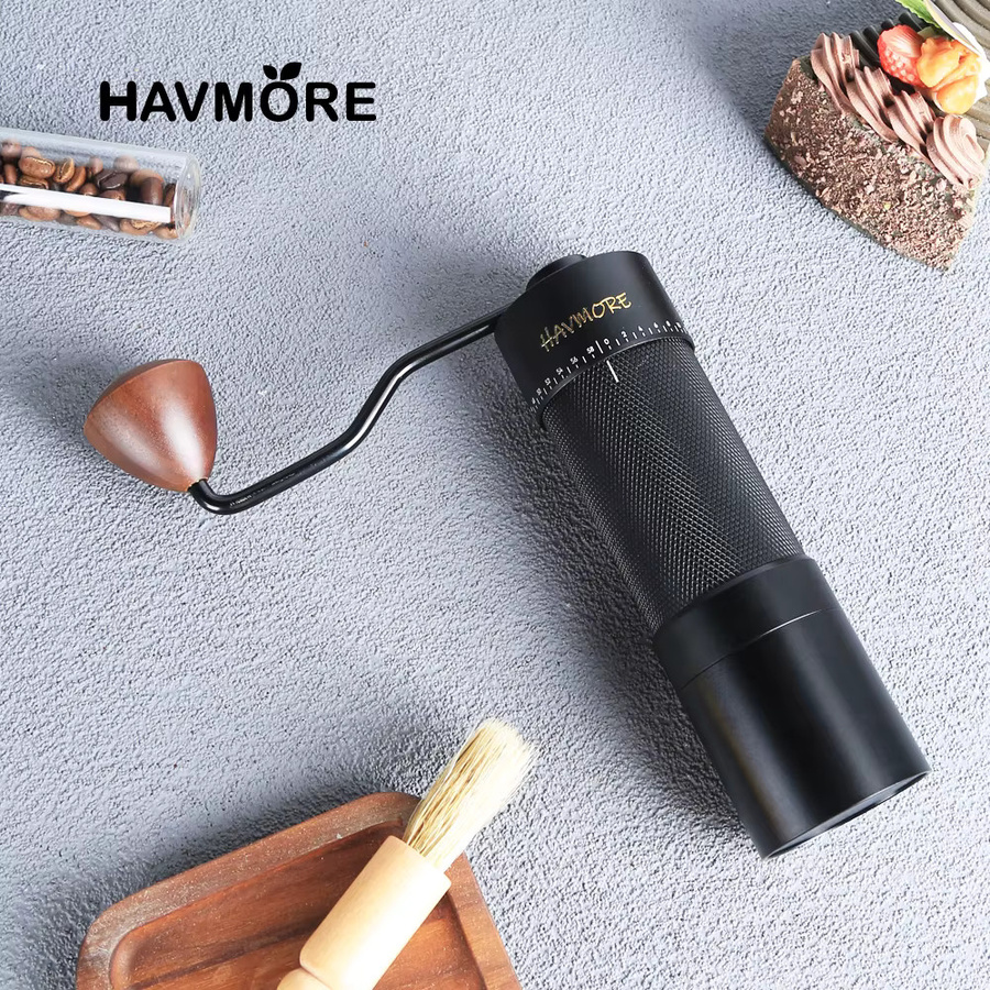 HAVMORE Manuelle Handkaffeemühle mit 38 mm Ti-beschichtetem SUS 420 Edelstahl-Kegelmahlwerk in Schwarz - Bild 3