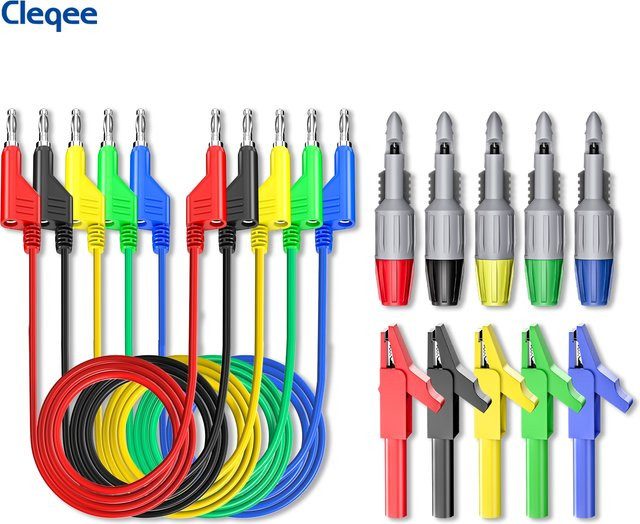 Cleqee Multimeter-Testkit mit 4-mm-Bananensteckern, Krokodilklemmen und Testkabelsonden für elektrische Prüfungen - Bild 1