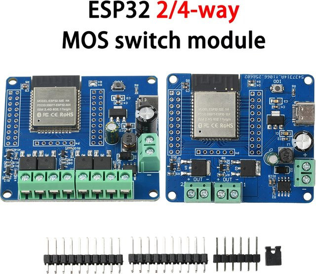 Gaqqee ESP32 2/4-Wege MOS-Schaltmodul mit WIFI und Bluetooth, DC 5-60V Einzelrelais UART-Brennmodul für ESP32-32E Entwicklungsboards - Bild 1
