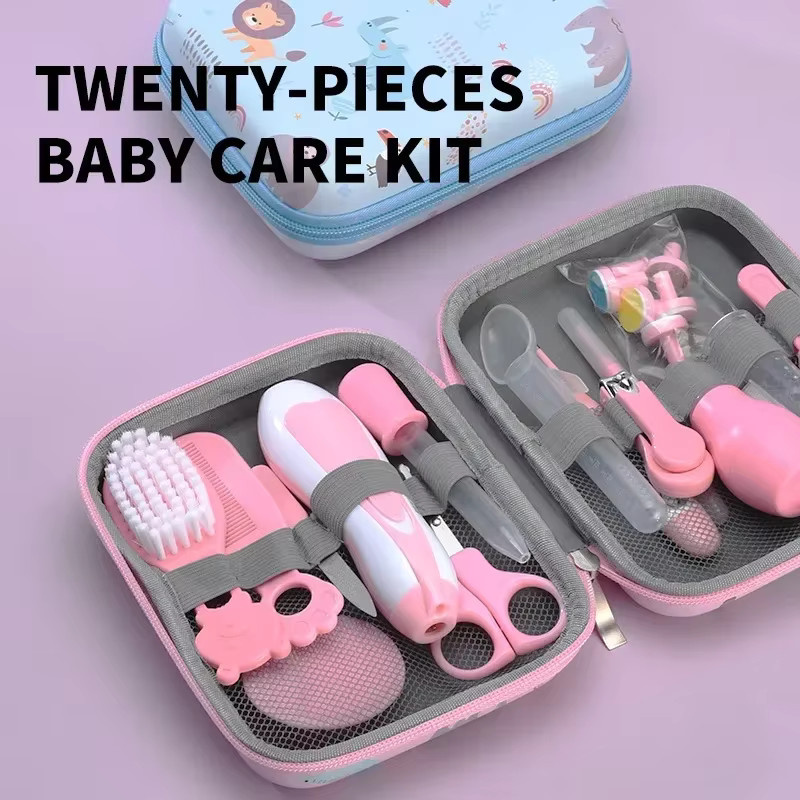20-teiliges Baby-Pflegeset für Neugeborene und Kinder in Pink mit Bürste, Kamm, Nagelknipser und Nasensauger - Bild 2
