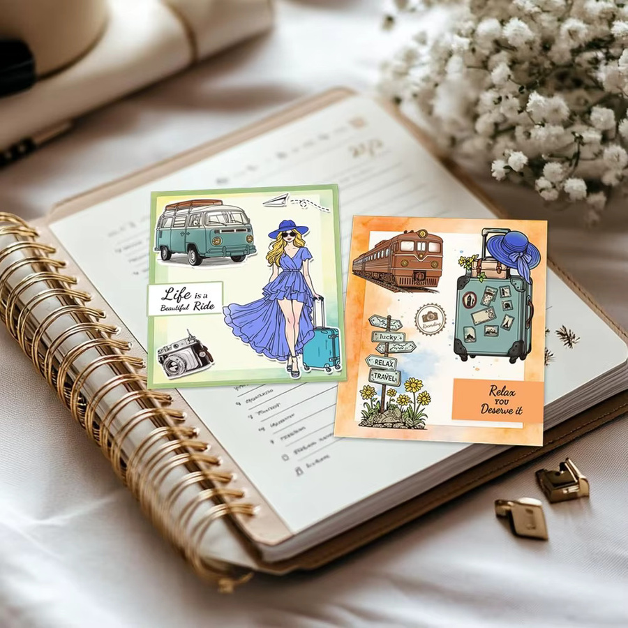 Travel Lady Transparente Silikonstempel Set mit Motiven von Bus, Zug und Kamera für Scrapbooking und DIY-Projekte - Bild 6