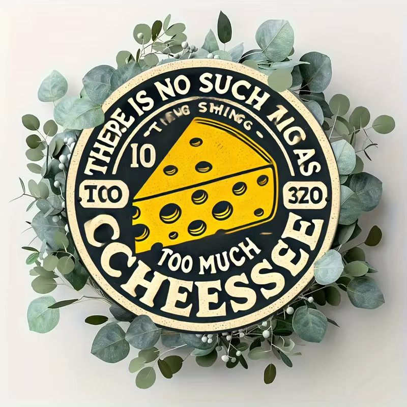 Potdemiel Retro-Metallwandkunst Cheese, rundes Aluminiumgemälde in Gelb, Durchmesser: 19,81 cm - Bild 5