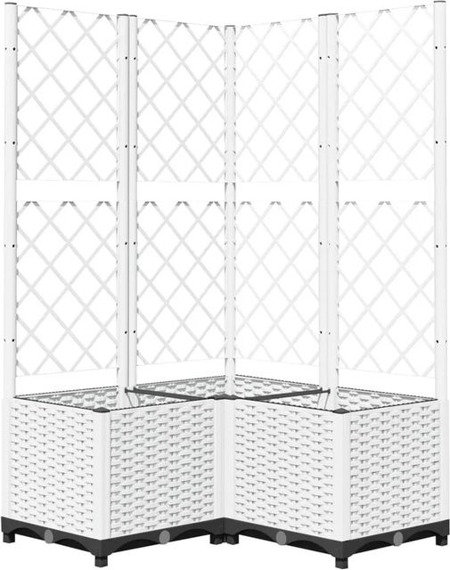 vidaXL Pflanzkübel mit Rankgitter aus Polypropylen in Weiß, B/T/H: 80 x 80 x 136 cm - Bild 1