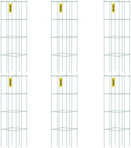 VEVOR Tomatenkäfige 6er-Set quadratische Pflanzenstützkäfige aus grünem PVC-beschichtetem Stahl, H x B x T: 100 x 37 x 37 cm - Bild 1