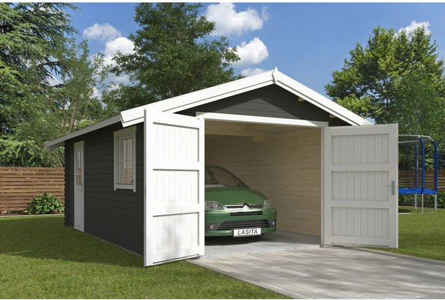 Lasita Blockgarage Yarik in Grau-Grün mit Außenmaß B/T: 473,7 x 473,7 cm - Bild 1