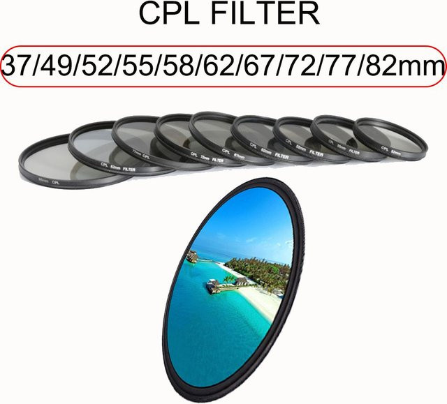 DITIPOO CPL-Filter für DSLR-Fotografie in Schwarz für Canon Nikon Sony - Bild 1