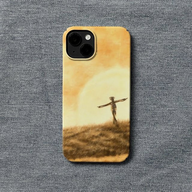 TROPLET Handyhülle mit Sonnenuntergang und Vogelscheuche Motiv in Beige für iPhone 11 bis iPhone 17 Pro Max - Bild 1