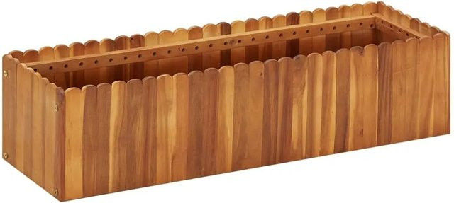 vidaXL Garten-Hochbeet aus massivem Akazienholz in Braun, B/T/H: 100 x 30 x 25 cm - Bild 1