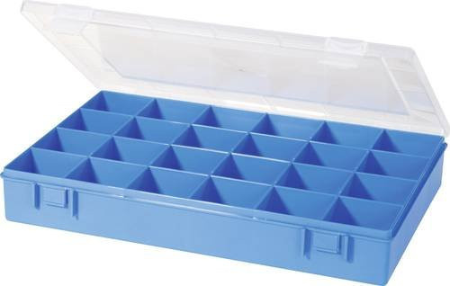 Hünersdorff Sortimentskasten mit 24 festen Fächern in Transparent und Blau, B: 22,5 cm, T: 33,5 cm, H: 5,5 cm - Bild 1