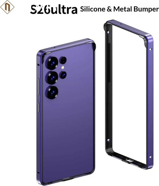 Schlanke Silikon-Metall-Bumper Handyhülle für Samsung Galaxy S26 S25 S24 Ultra Plus in Lila - Bild 1