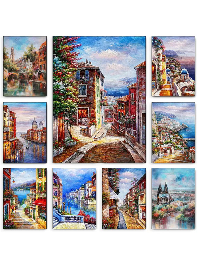 Potdemiel Leinwandgemälde Italien-Reiseposter Venedig-Kanal Sonnenuntergang in Mehrfarben - Bild 2