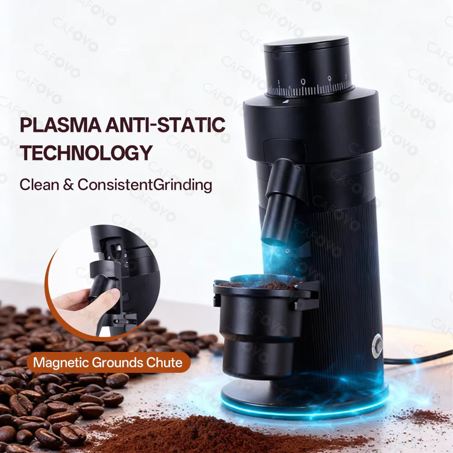 CAFOVO G564FV Kaffeemühle in Schwarz mit 64 mm Flachmahlwerk und variabler Geschwindigkeit für Espresso und Filterkaffee - Bild 3