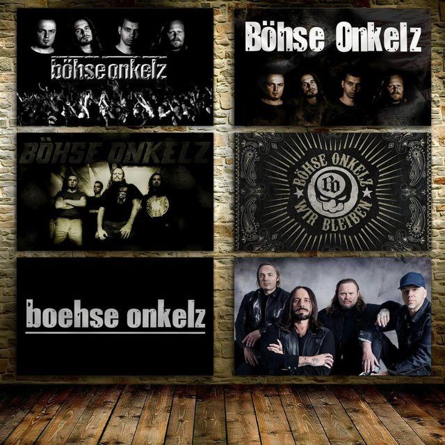 B-Bohse Onkelz Rock Band Wandbehang Schwarz als Kunst Banner für Wohnzimmer und Outdoor - Bild 1