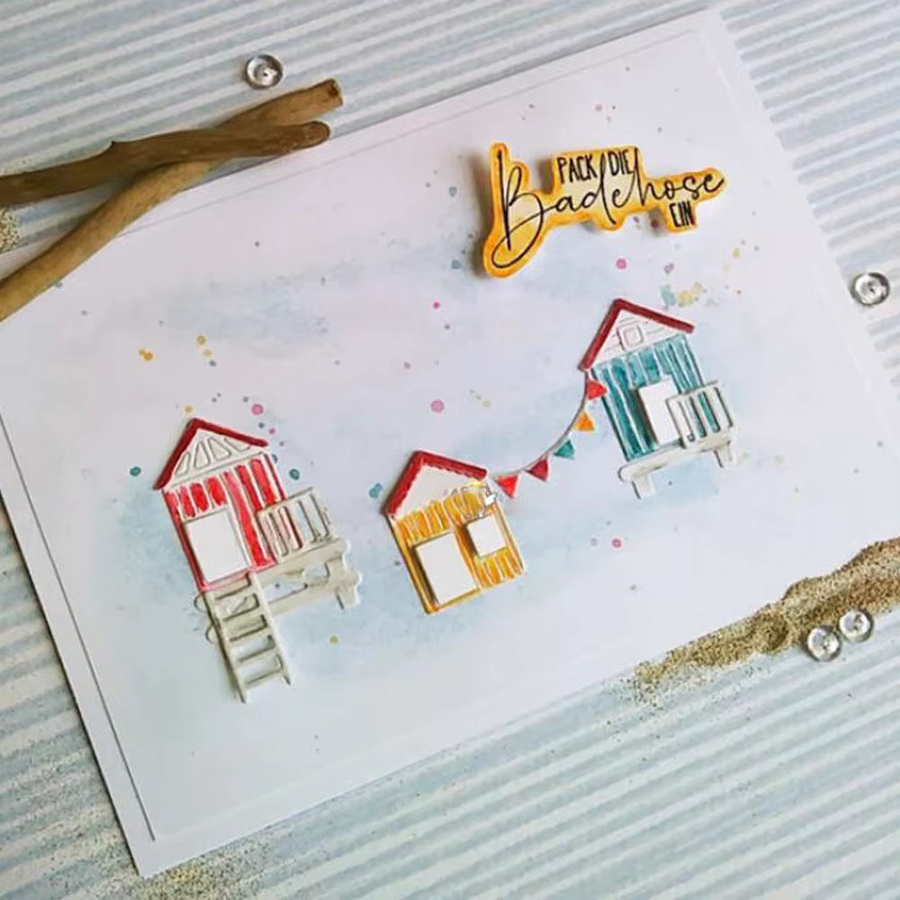 Metall Stanzwerkzeug für Scrapbooking und Handwerk mit Motiven von Meer, Haus, Tür und Fenster zur Prägung von Papier und Karten - Bild 4