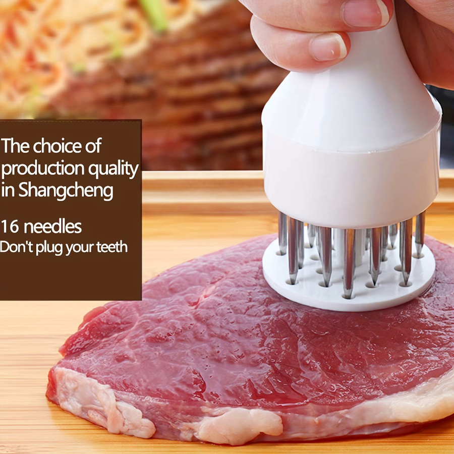 YOCITY Fleischklopfer aus Edelstahl mit Fleischklopfer-Hammer und Fleisch-Nadel zum Zartmachen von Fleisch in Silber und Schwarz - Bild 4