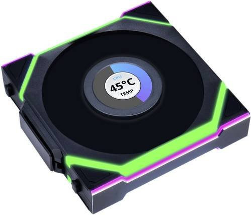 Lian Li UNI FAN SL Wireless LCD Lüfter, ARGB, PWM - Reverse Blade, Schwarz, B/H/T: 120 x 124,5 x 28 mm - Bild 1