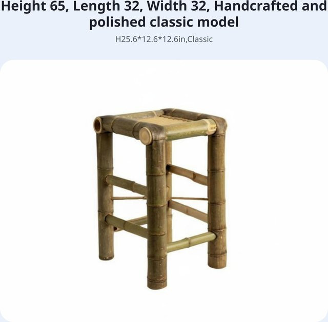 Handgefertigter quadratischer Bambus-Hocker im Retro-Design von Binchi Outdoor Product in Braun und Grün - Bild 1