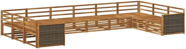 vidaXL Sofagarnituren aus Massivholz Akazie in Braun im 10er Set mit modernem Latten-Design - Bild 1