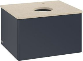 V&B Waschtischunterschrank Antao ohne Frontstruktur, Farbe Mattblau lackiert, B/T/H: 60 x 36 x 50 cm - Bild 1