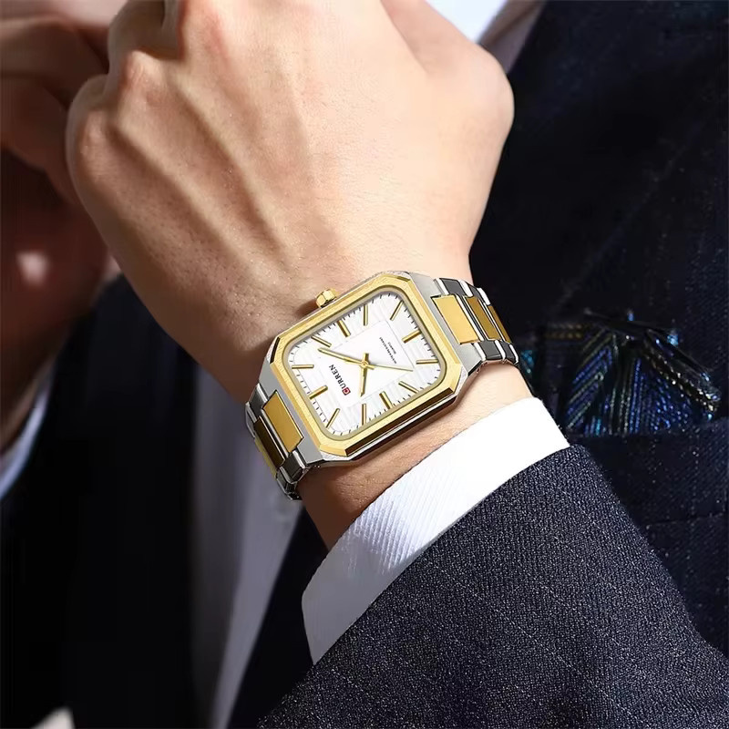 CURREN Armbanduhr, Quarz, Edelstahl, eckig, Weiß, Unisex - Bild 3