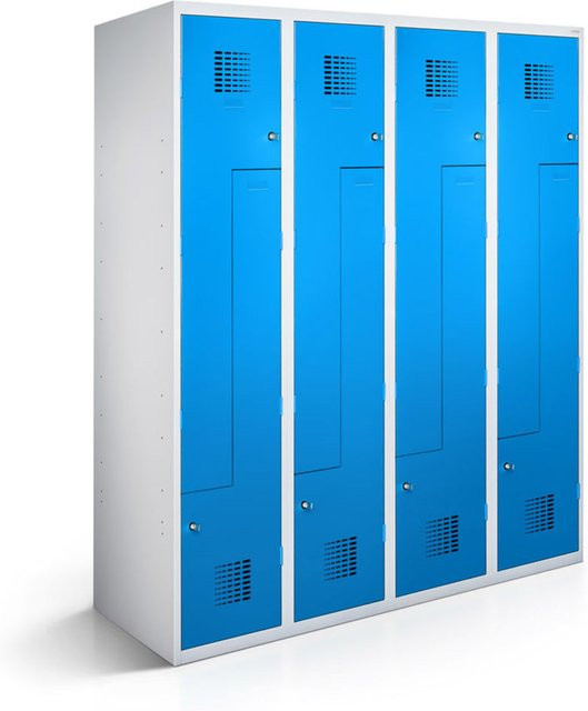 rotstahl Z-Spind mit 8 Türen in Blau und lichtgrauem Korpus, B/T/H: 120 x 50 x 180 cm - Bild 1