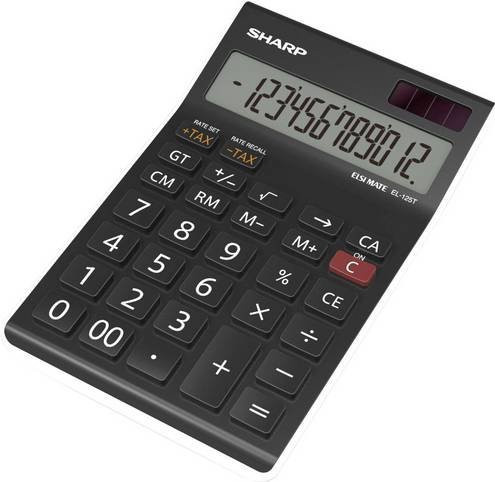Sharp EL-125T Tischrechner Schwarz solar- und batteriebetrieben - Bild 1
