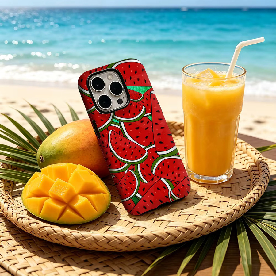 CaseChic MagSafe Schutzhülle für iPhone 17 16 15 14 Plus Pro Max mit mattem Bumper und Wassermelonen-Overlap-Design in Multicolour - Bild 2