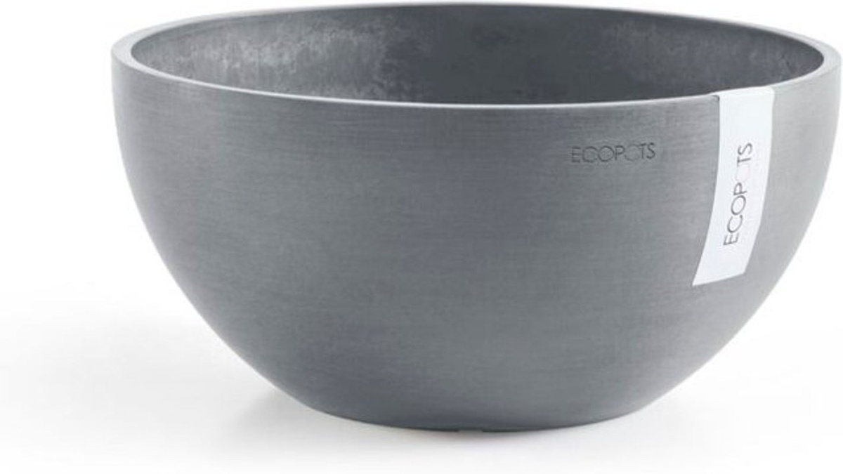 Ecopots Brussels 35 Blumentopf aus Kunststoff in Weiß oder Grau für Innen- und Außenbereich, Durchmesser: 35 cm, Höhe: 16,7 cm - Bild 1