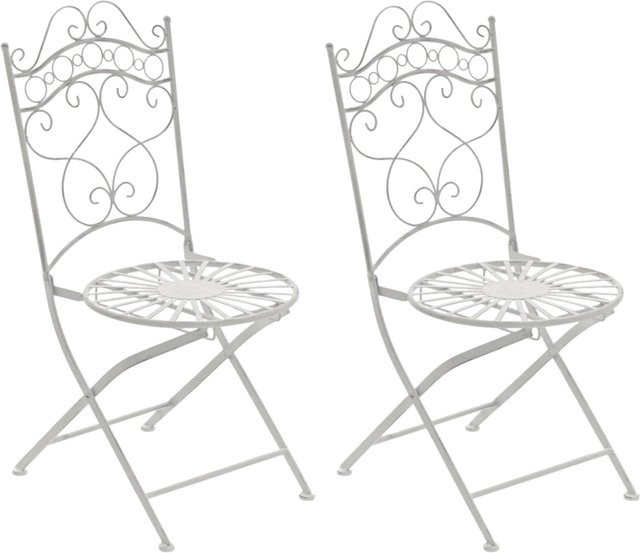2er Set Gartenstühle Indi von TPFGarden in Antik Weiß aus Metall - Bild 1
