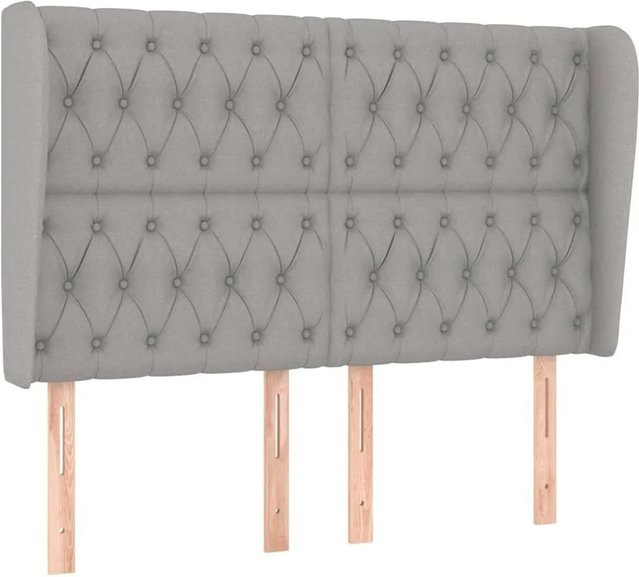 vidaXL Kopfteil mit Ohren in Hellgrau aus Stoff, B/T/H: 163 x 23 x 118/128 cm - Bild 1