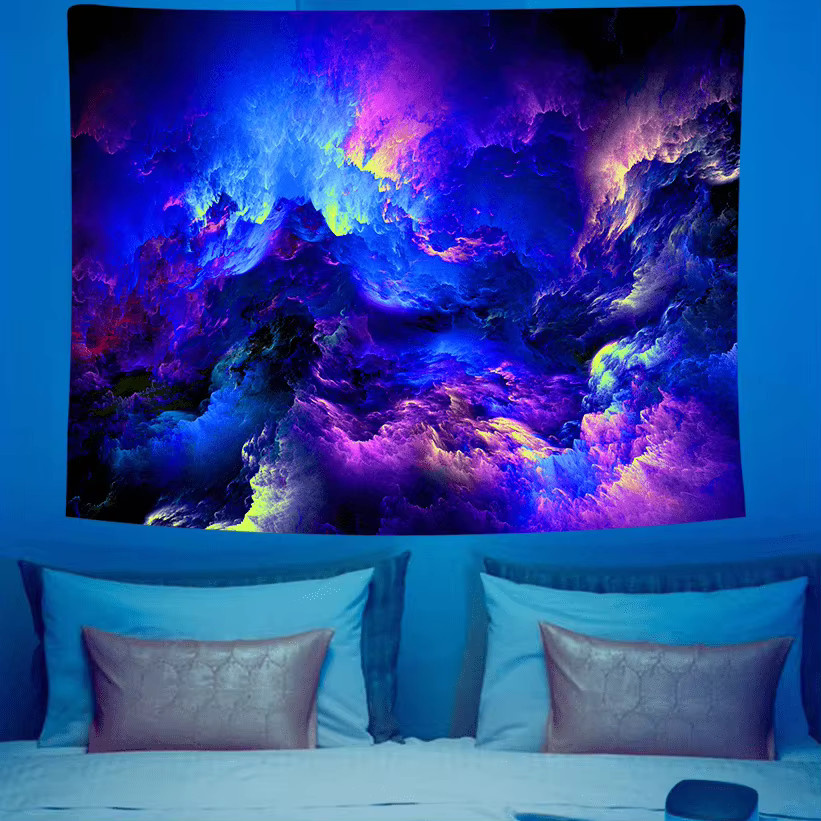 VIKAMA Wandteppich Abstract Cloud Design in Multicolour, moderner Textil-Wandteppich für Wohnzimmer und Schlafzimmer, B/H: 60 x 40 cm - Bild 2