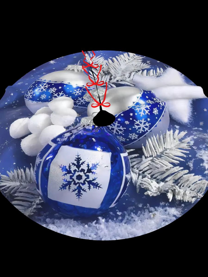 VIKAMA Weihnachtsbaumrock mit blauem und weißem Schneeflocken-Design zur Weihnachtsdekoration - Bild 2