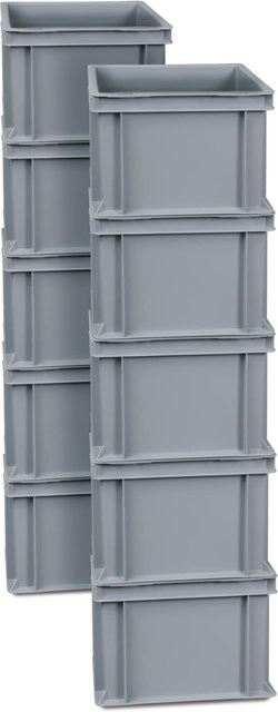 BRB Euro-Stapelbehälter 10er Set Grau aus Kunststoff B/T/H: 30 x 20 x 22 cm - Bild 1
