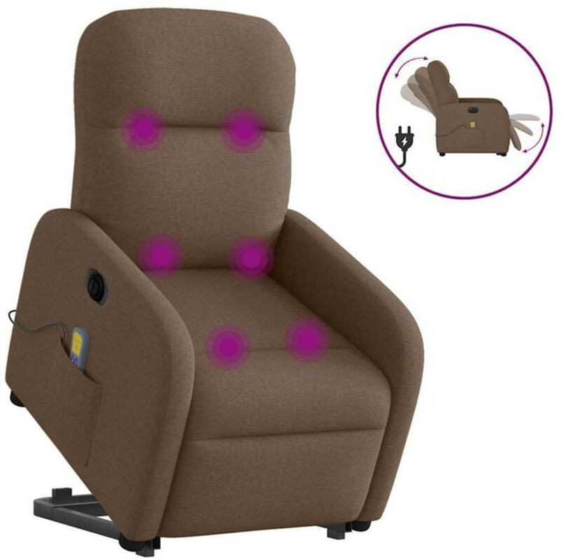 Elektrischer Massagesessel mit Aufstehhilfe von vidaxl in Braun aus Stoff und Metall - Bild 1