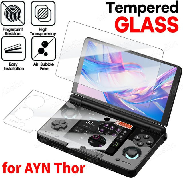 AYN Thor Displayschutz Set aus gehärtetem Glas mit 9H Härtegrad, transparent für obere und untere Bildschirme - Bild 1