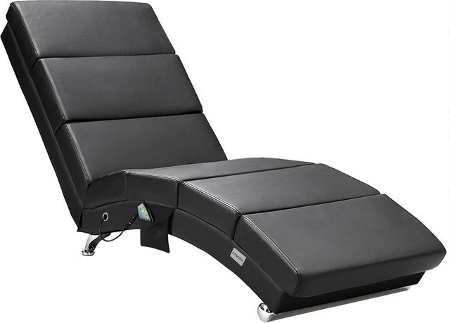 Casaria Relaxliege London Schwarz mit Massage- und Heizfunktion, B/T/H: 180 x 55 x 186 cm - Bild 1
