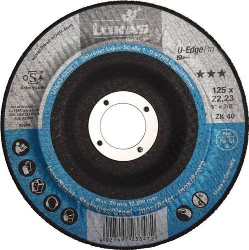 LUKAS Kehlnahtschleifscheibe U-EDGE PRO Blau Durchmesser: 125 mm Korn 80 - Bild 2