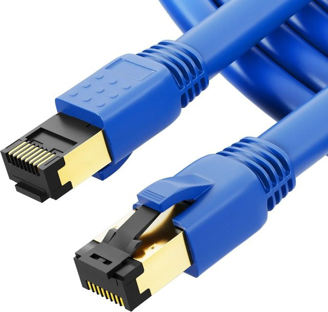 hb-digital Patchkabel CAT 8.1 LAN Kabel RJ45 S/FTP PimF LSZH Blau, Länge: 3 m - Bild 1