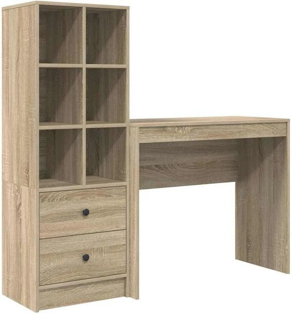 vidaXL Schreibtisch und Hochboard Set in Sonoma Eiche, 2-teiliges Büroset modern, Farbe Braun - Bild 1