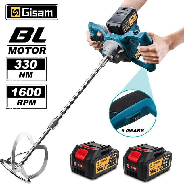 Makita GΣ 40 V bürstenloser elektrischer Betonmischer mit 6 Geschwindigkeiten für Zement, Mörtel und Gips, kabelloser Farbmixer für 18 V Akkus - Bild 1