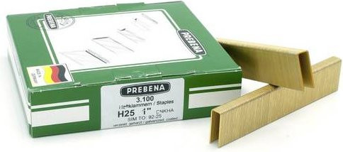 Prebena Heftklammern-Set H25CNKHA, 3100 Stück, verzinkt, Gold, B: 25 mm, H: 8,6 mm - Bild 1