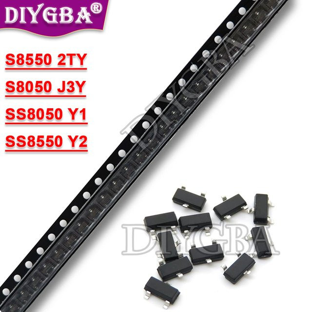 DIYGBA SMD Chipsatz S8050 J3Y und S8550 2TY in Schwarz, 100 Stück - Bild 1