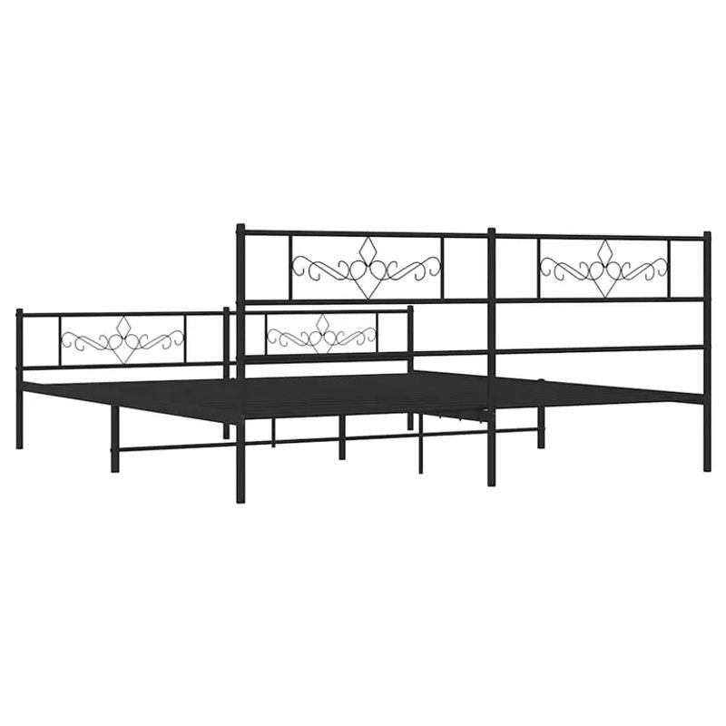 Vidaxl Metall-Bettgestell mit Kopfteil und Fußteil im Industrial-Stil, Schwarz, B: 183 cm, L: 213 cm - Bild 2