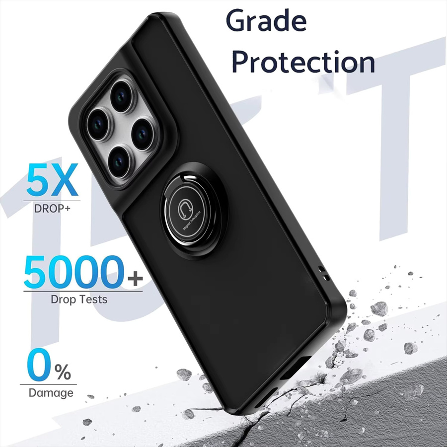 Stoßfeste Silikon-Schutzhülle für Motorola Edge 60 Fusion mit Metallring-Halter und matter Rückseite in Schwarz - Bild 3