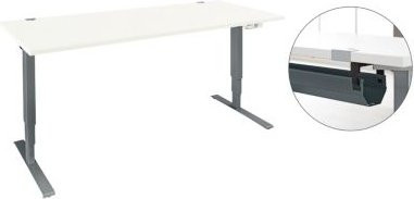 Schäfer Shop Genius Schreibtisch Aero Flex, elektrisch höhenverstellbar, Weiß/Anthrazit, B: 160 cm, T: 80 cm, H: 62-128 cm, inklusive Kabelkanal - Bild 1