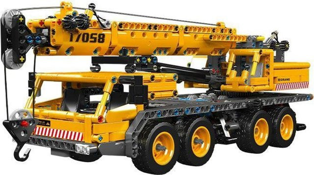 Mould King Teleskop Mobilkran Klemmbaustein Baustelle Gelb - Bild 1