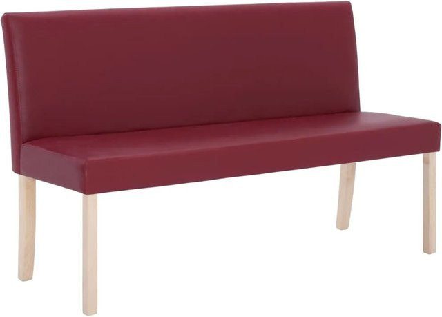 vidaXL Sitzbank aus Kunstleder in Weinrot mit Kiefernholz-Gestell, Breite: 139,5 cm - Bild 1